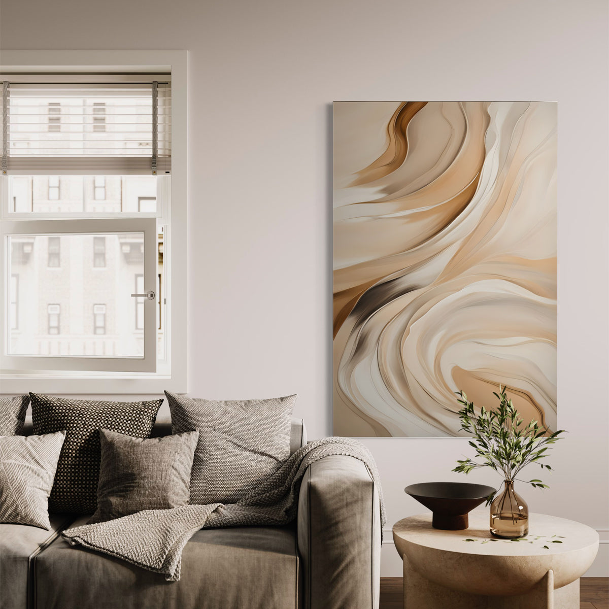 Beige Illumination Abstract Canvas