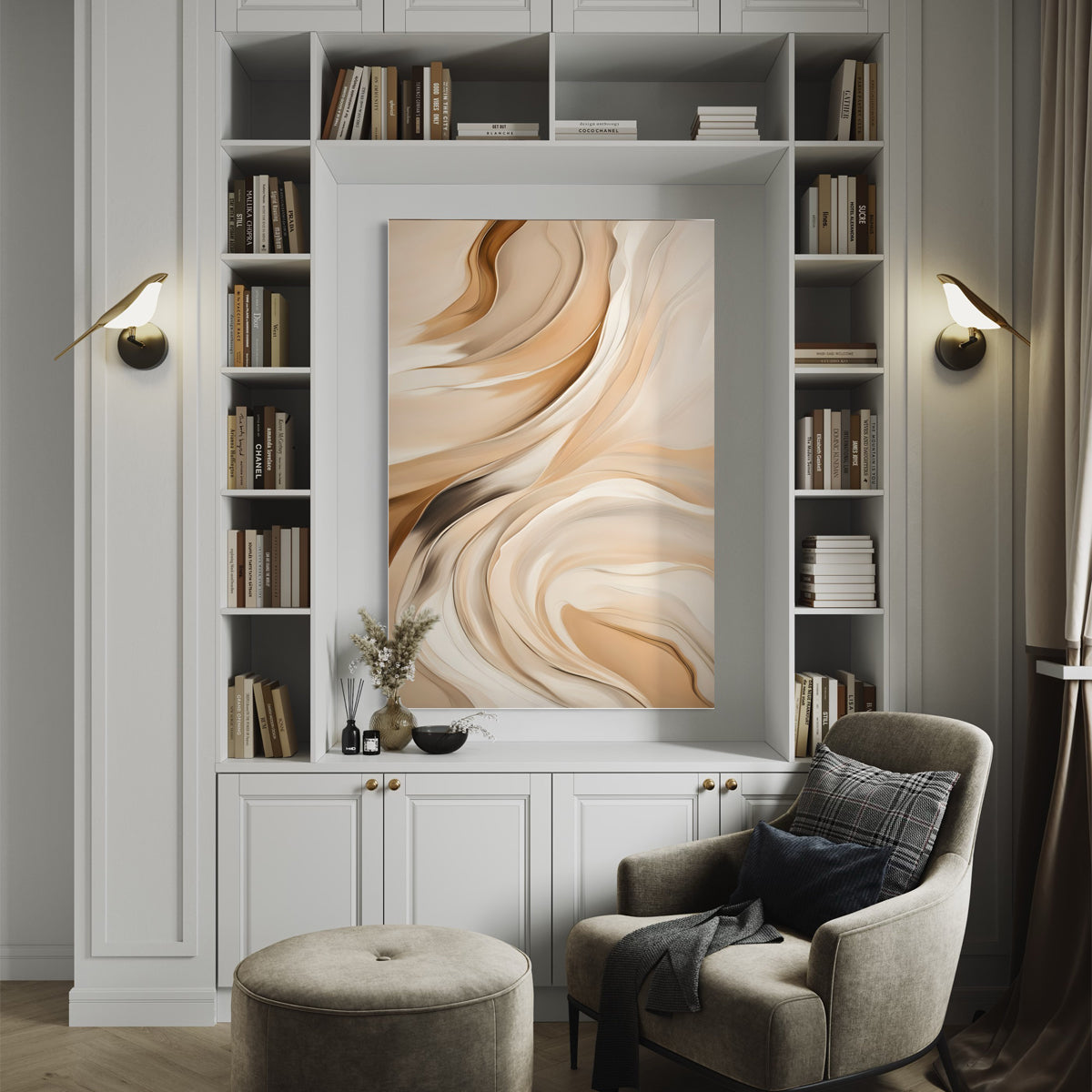 Beige Illumination Abstract Canvas