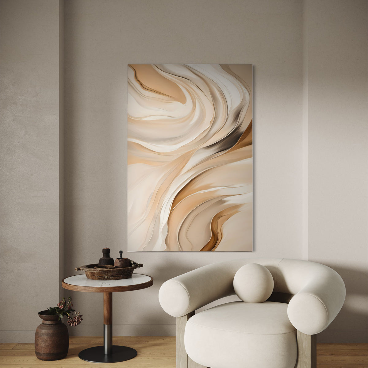 Beige Illumination Abstract Canvas - Blanq Canvas