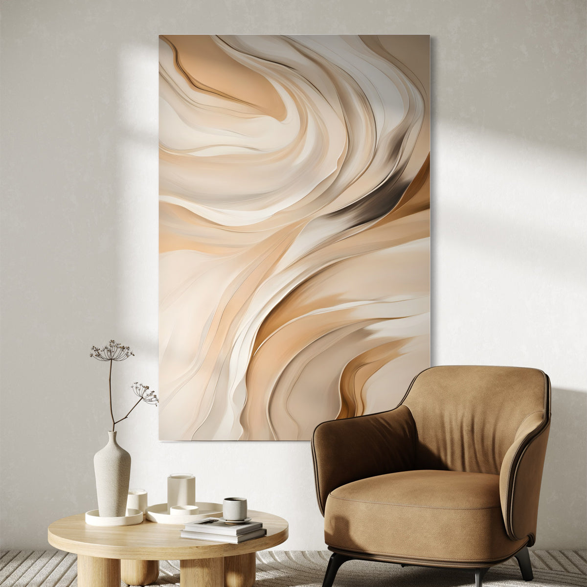 Beige Illumination Abstract Canvas - Blanq Canvas