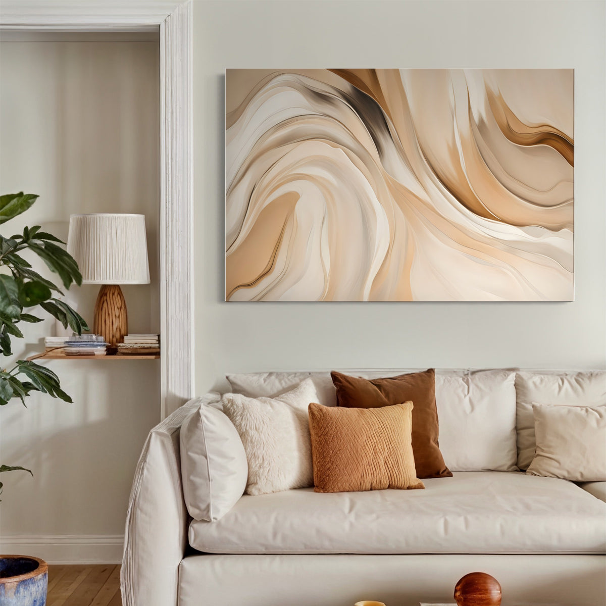Beige Illumination Abstract Canvas - Blanq Canvas