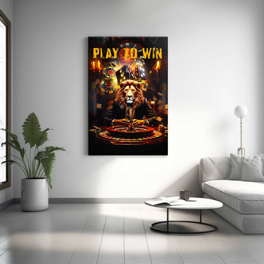 Play To Win Lion Canvas