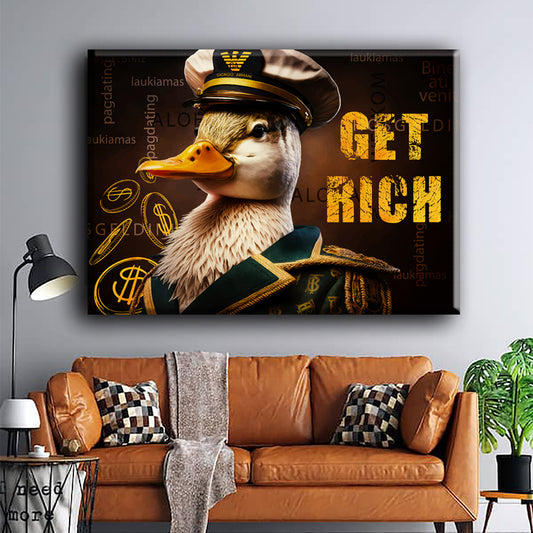 Get Rich Duck Trying Canvas