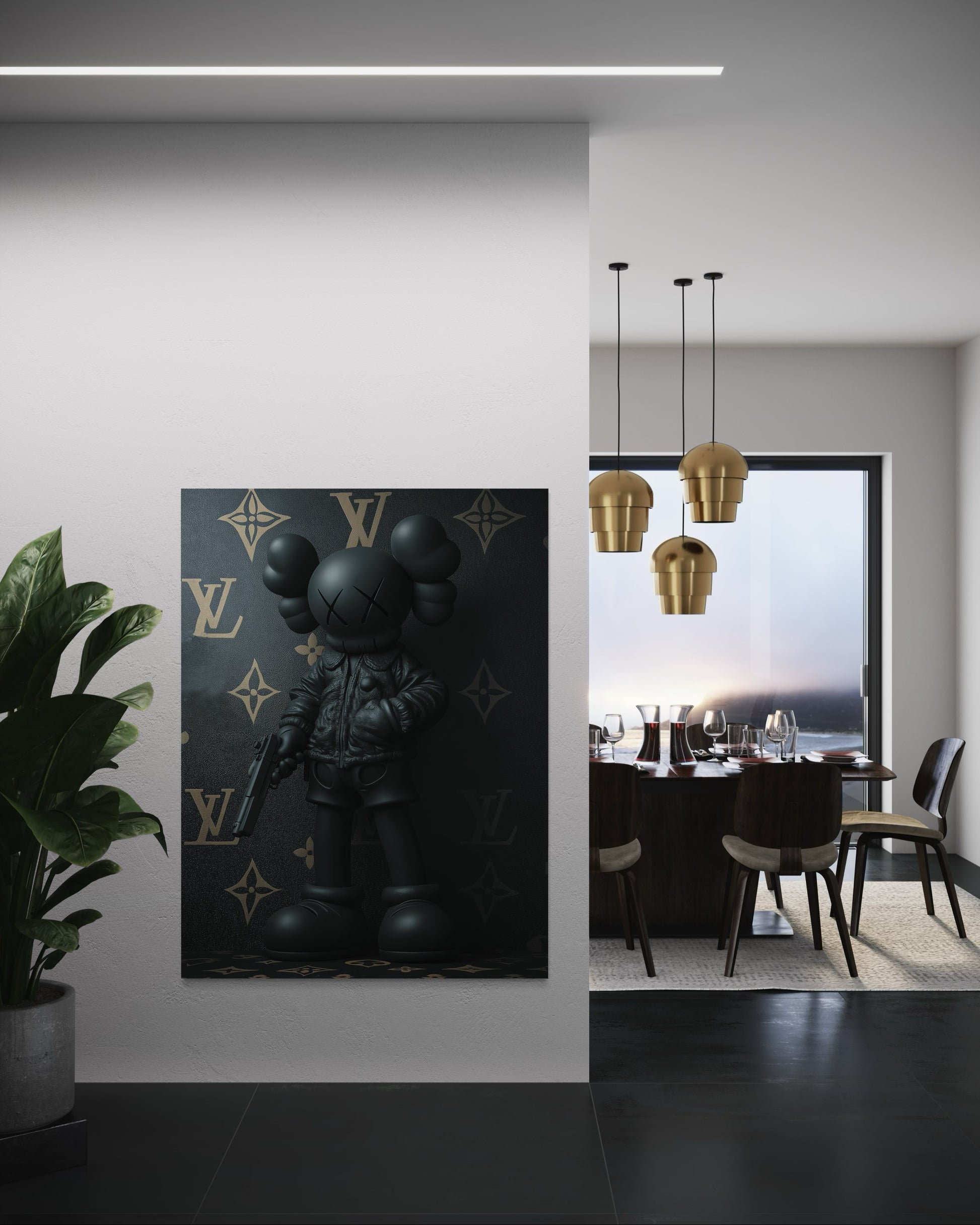 BLACK KAWS CANVAS 