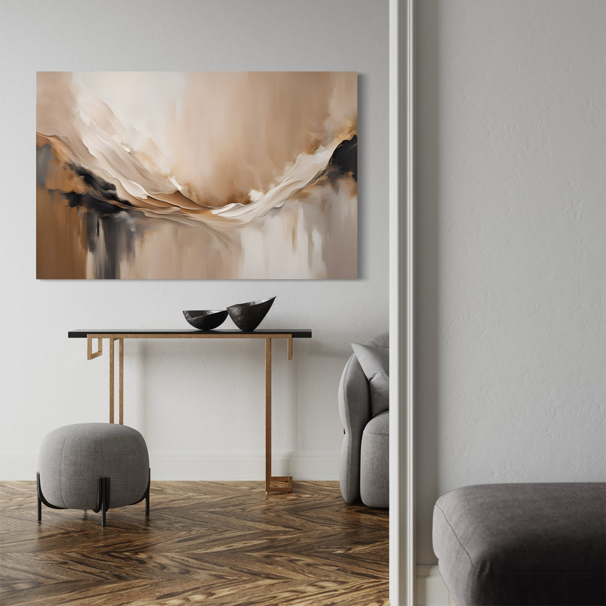 Beige Harmony Abstract Canvas 