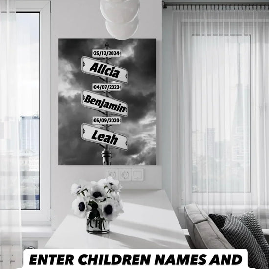 Children DOB Street Sign Canvas