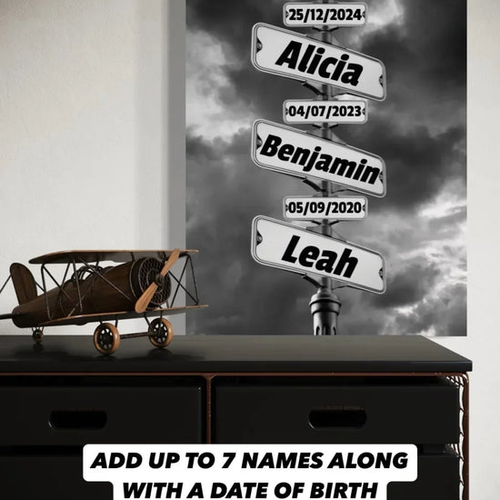 Children DOB Street Sign Canvas 