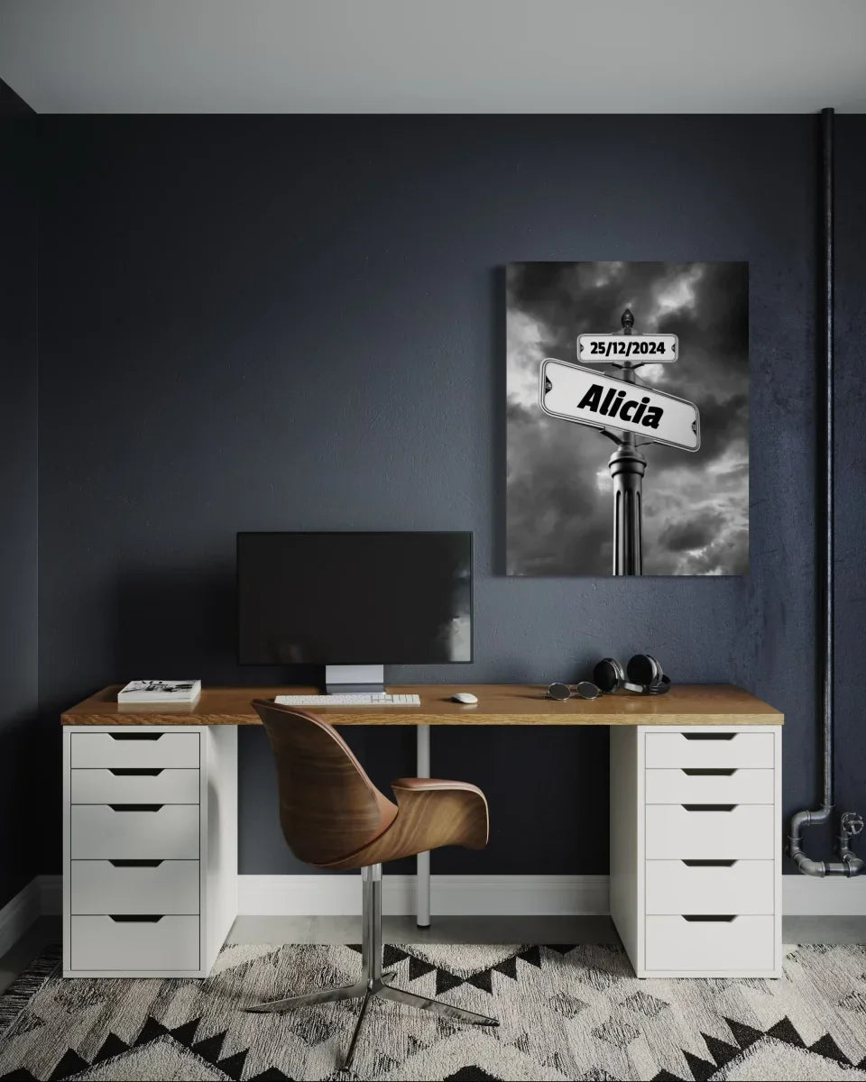 Children DOB Street Sign Canvas 