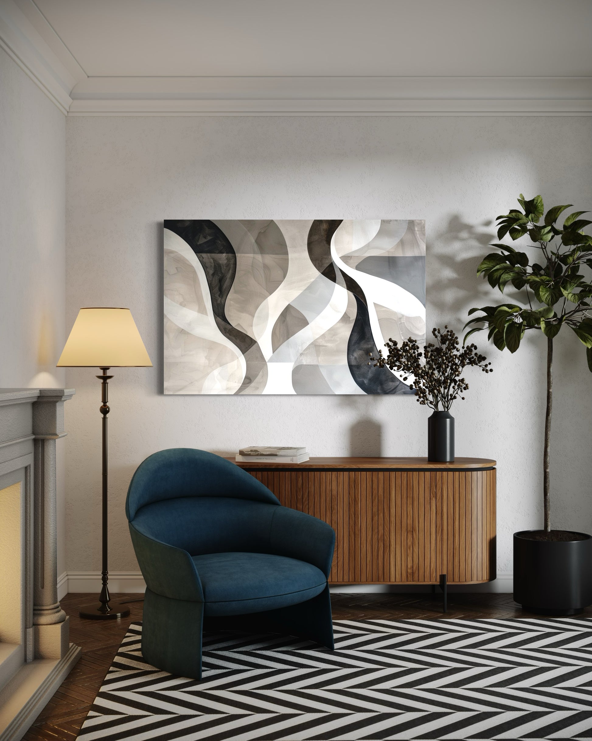 Clouded Reflections Abstract Canvas