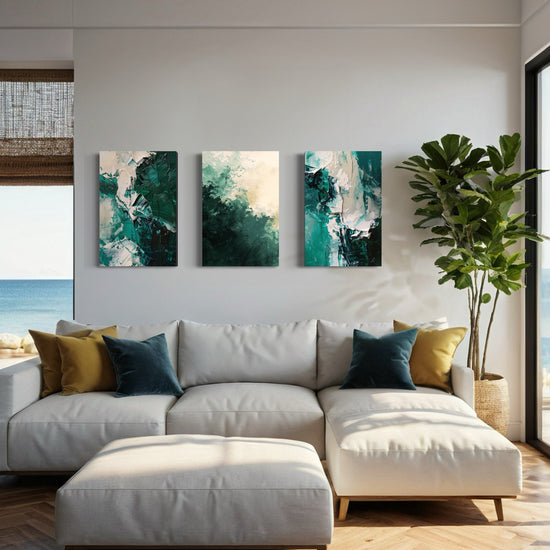 Emerald Whispers Set of 3 Wall Art