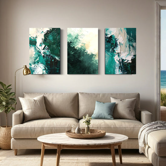 Emerald Whispers Set of 3 Wall Art - Blanq Canvas
