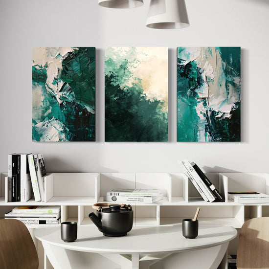 Emerald Whispers Set of 3 Wall Art - Blanq Canvas
