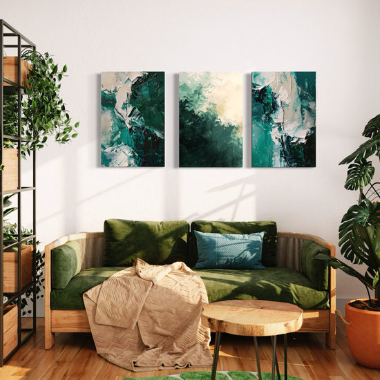 Emerald Whispers Set of 3 Wall Art