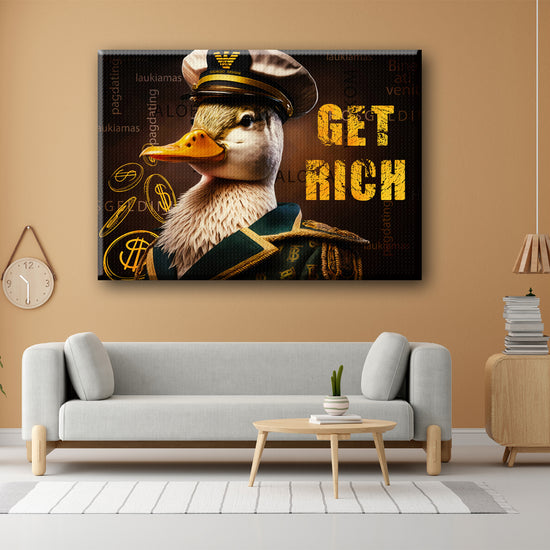 Get Rich Duck Trying Canvas 