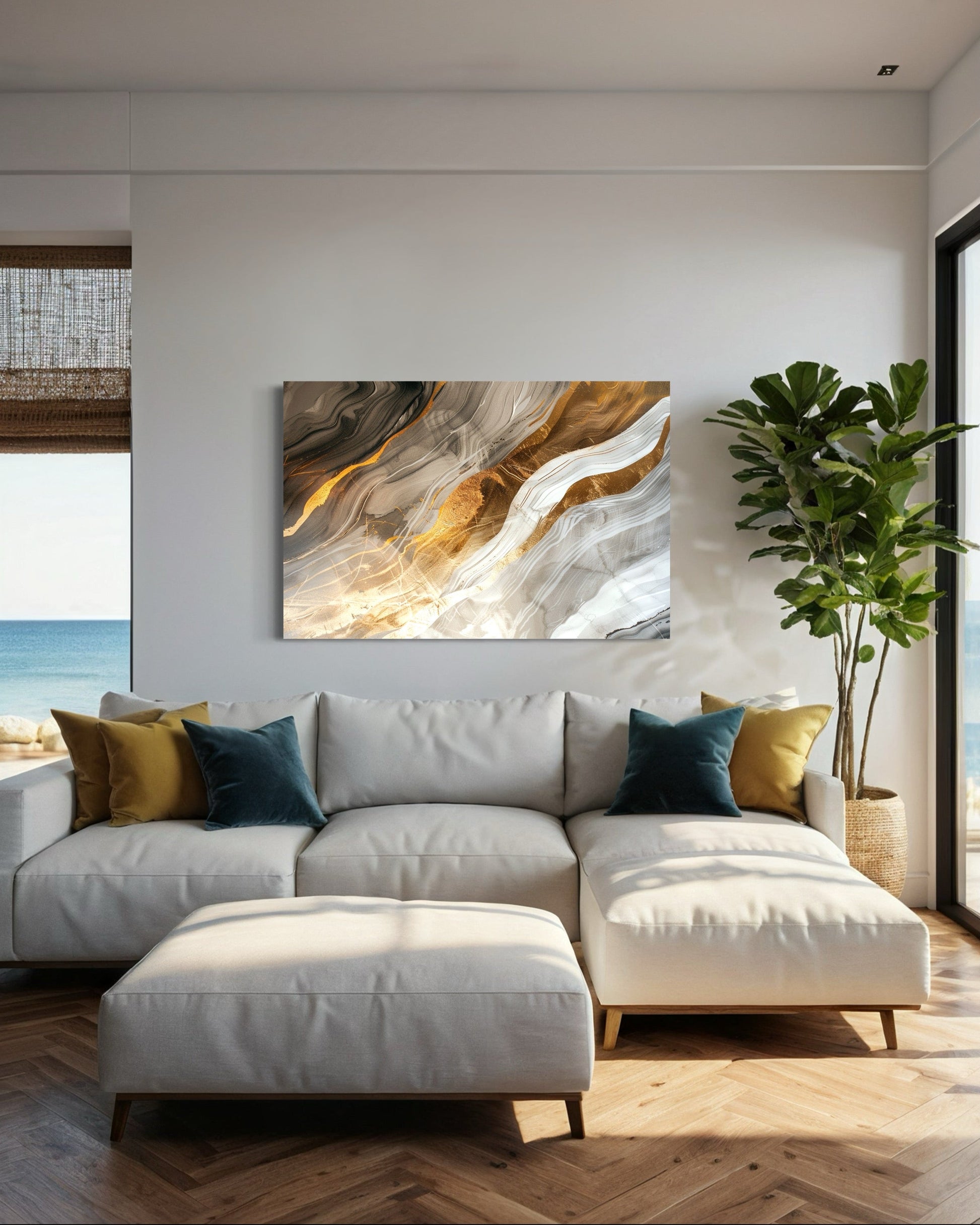 Glided Horizons Abstract Canvas