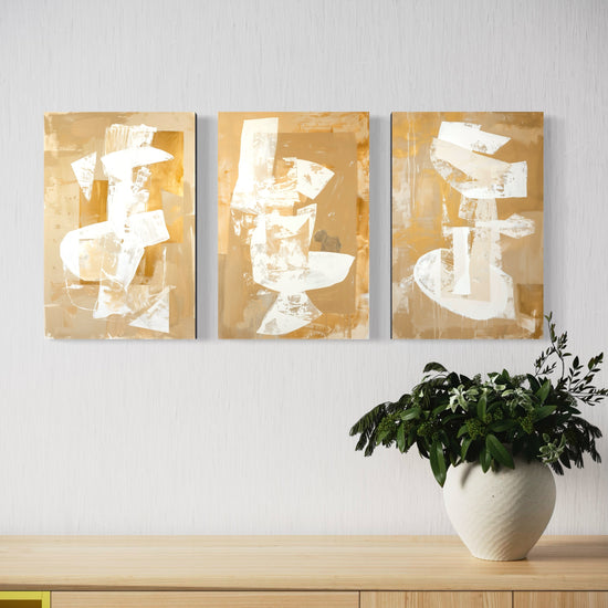 Golden Luminescence Set of 3 Wall Art