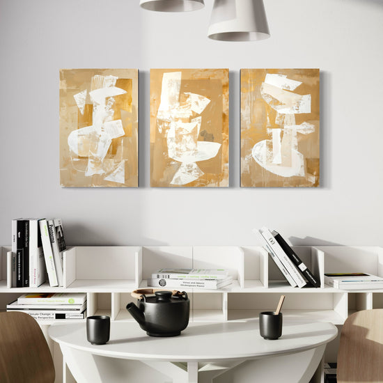 Golden Luminescence Set of 3 Wall Art