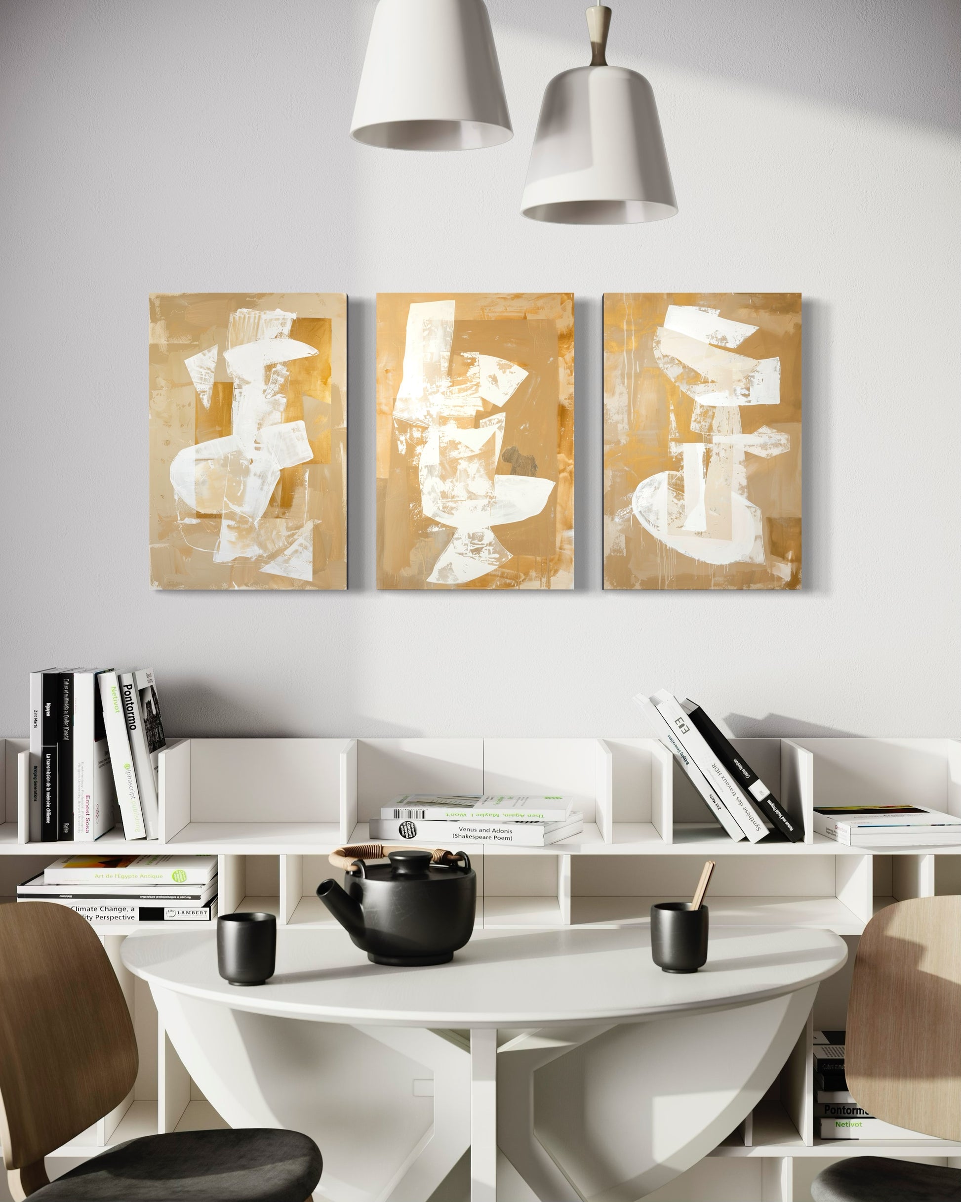 Golden Luminescence Set of 3 Wall Art