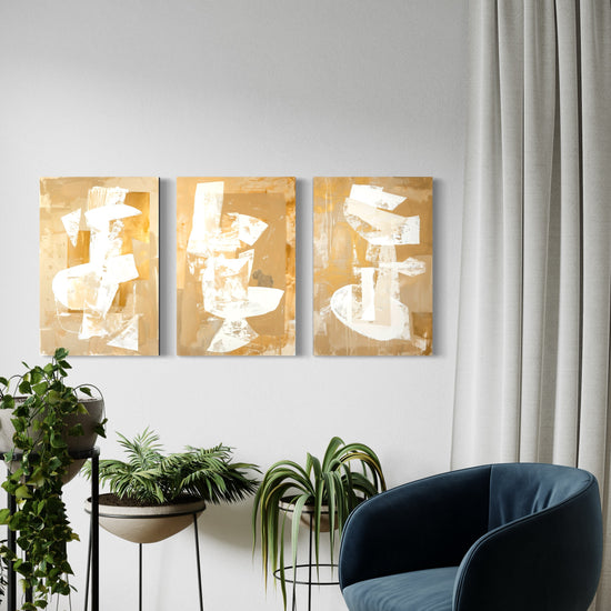 Golden Luminescence Set of 3 Wall Art