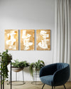 Golden Luminescence Set of 3 Wall Art