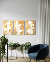 Golden Luminescence Set of 3 Wall Art