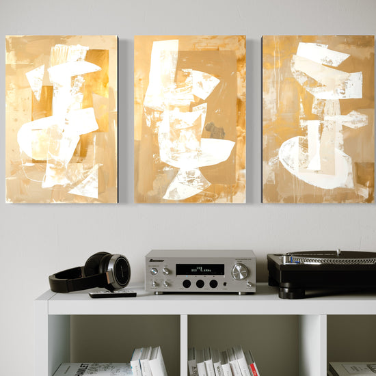 Golden Luminescence Set of 3 Wall Art