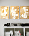 Golden Luminescence Set of 3 Wall Art