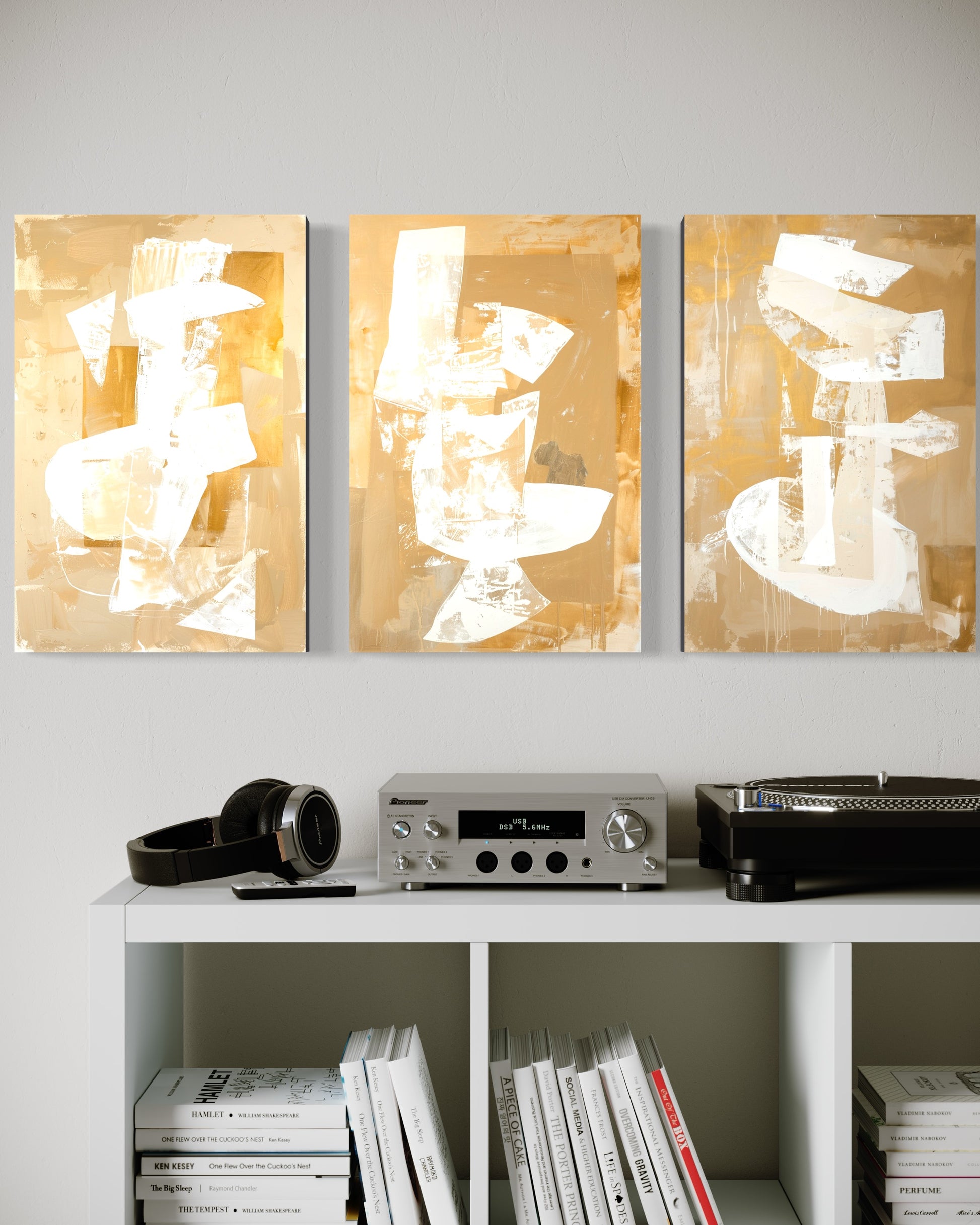 Golden Luminescence Set of 3 Wall Art