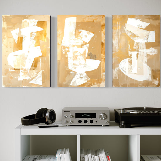 Golden Luminescence Set of 3 Wall Art