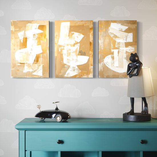 Golden Luminescence Set of 3 Wall Art - Blanq Canvas