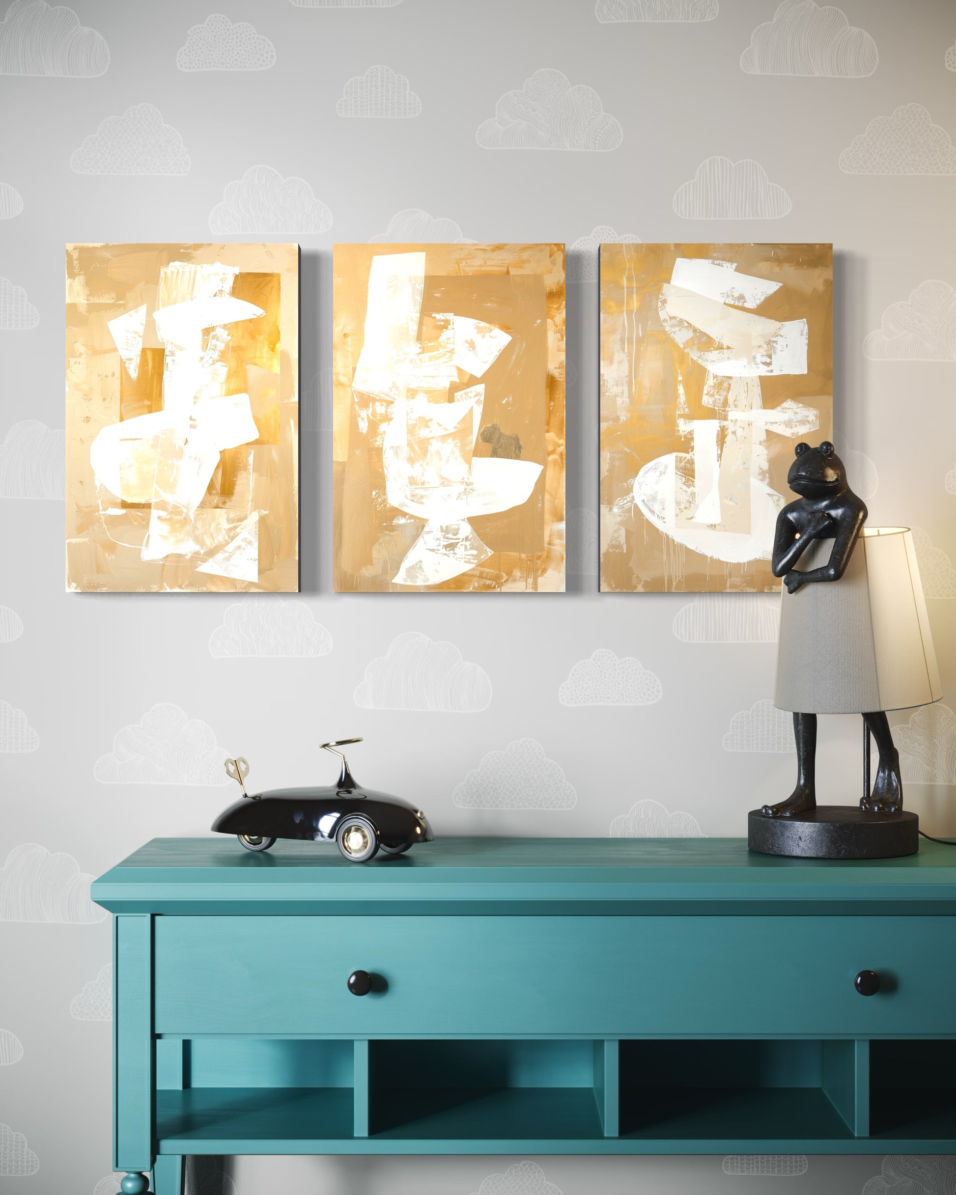 Golden Luminescence Set of 3 Wall Art - Blanq Canvas