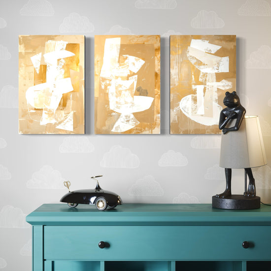 Golden Luminescence Set of 3 Wall Art - Blanq Canvas