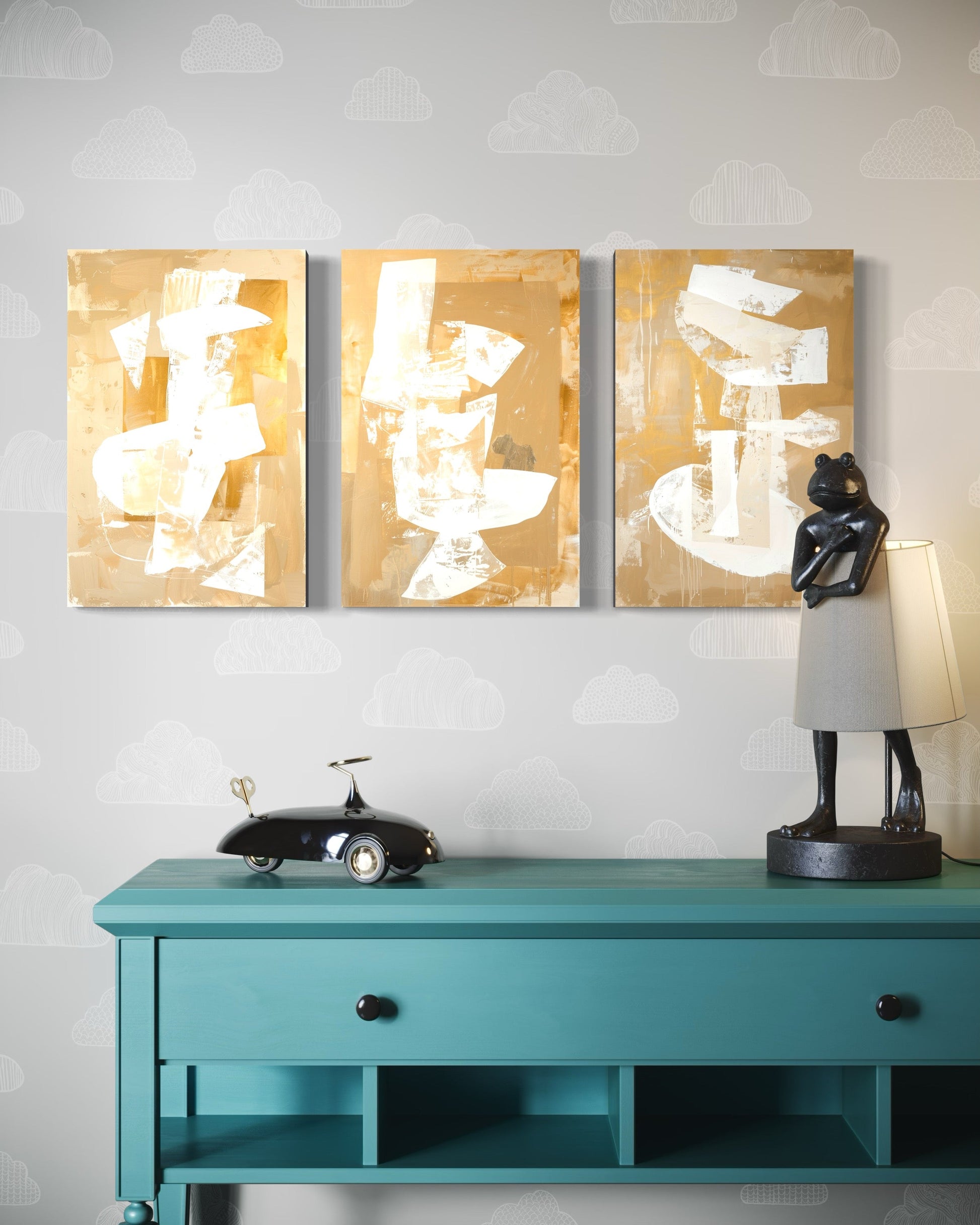 Golden Luminescence Set of 3 Wall Art - Blanq Canvas