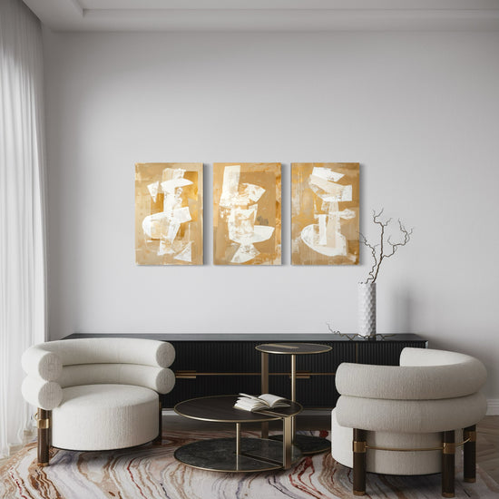 Golden Luminescence Set of 3 Wall Art - Blanq Canvas