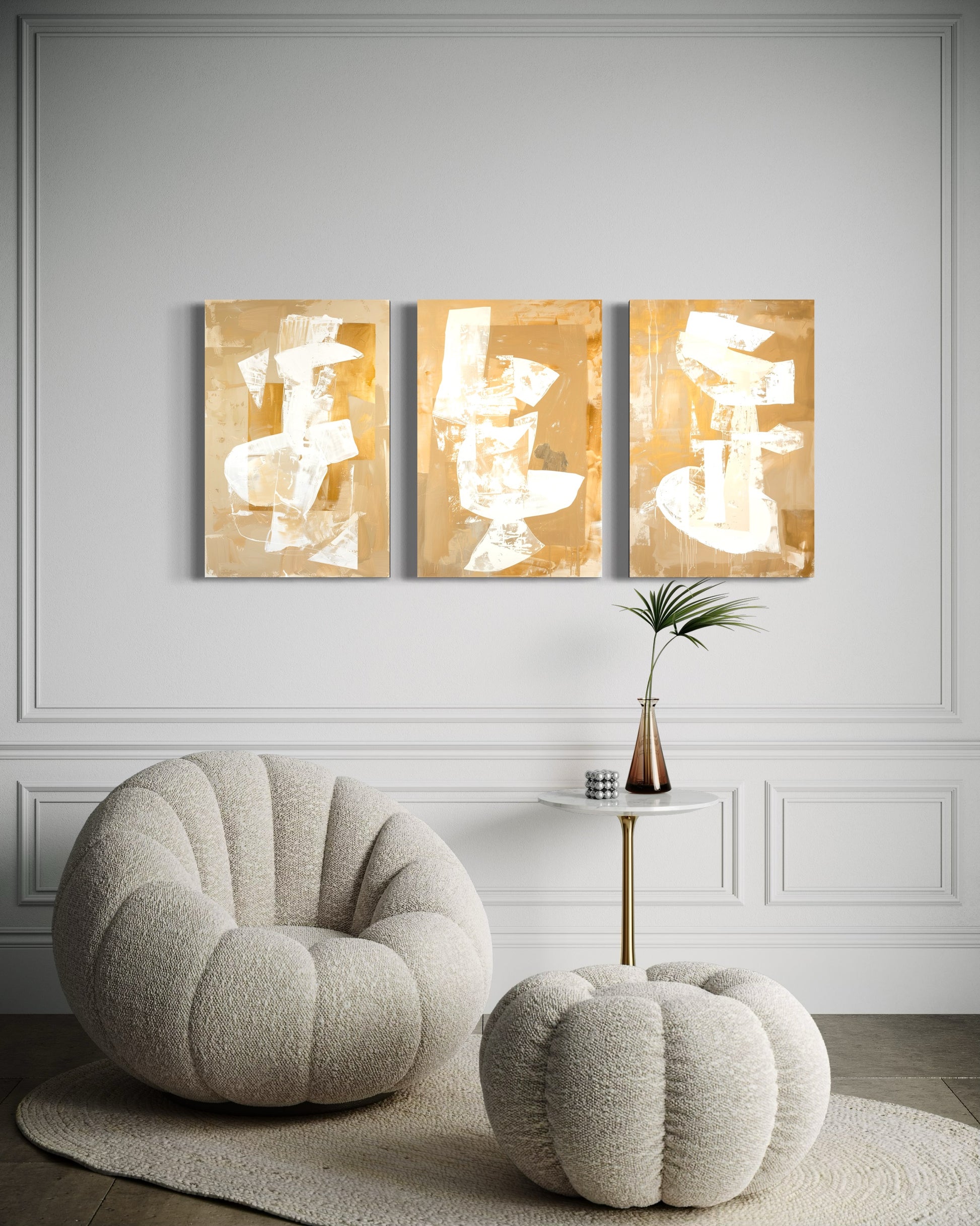 Golden Luminescence Set of 3 Wall Art - Blanq Canvas