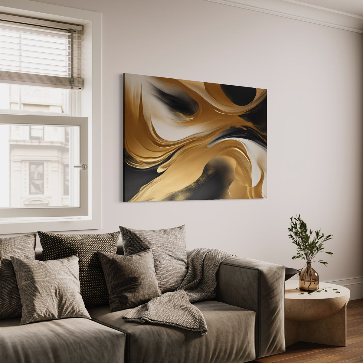 Golden Silence Abstract Canvas