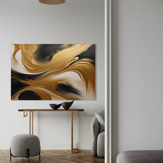 Golden Silence Abstract Canvas - Blanq Canvas