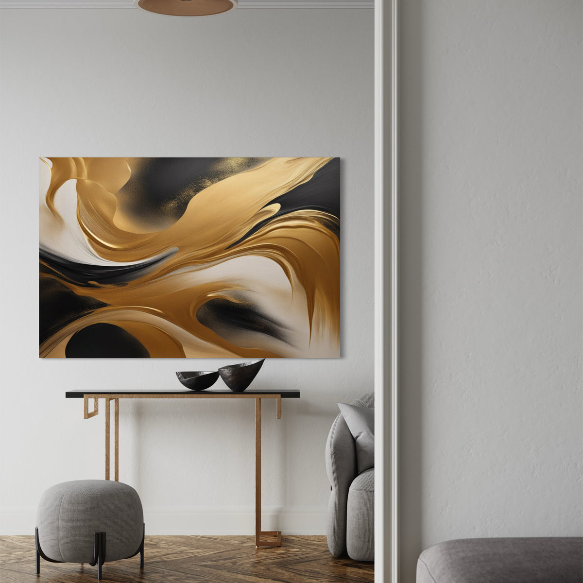 Golden Silence Abstract Canvas - Blanq Canvas