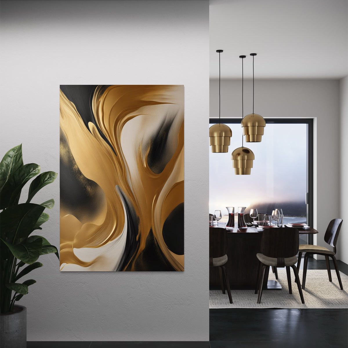 Golden Silence Abstract Canvas - Blanq Canvas