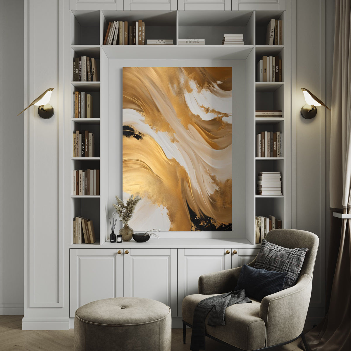 Golden Simplicity Abstract Canvas