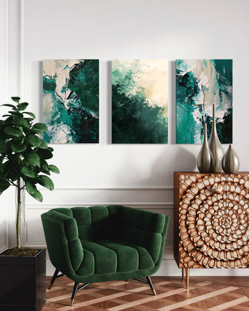 EMERALD WHISPERS SET OF 3 WALL ART