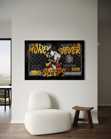 MONEY NEVER SLEEPS CANVAS