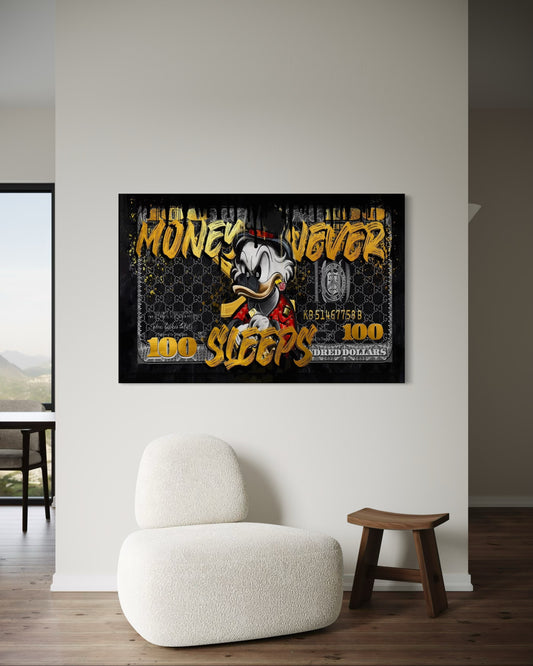 MONEY NEVER SLEEPS CANVAS