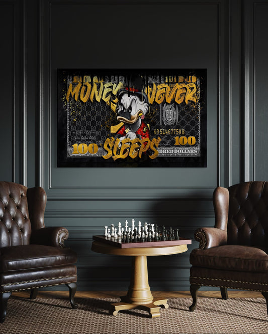 MONEY NEVER SLEEPS CANVAS