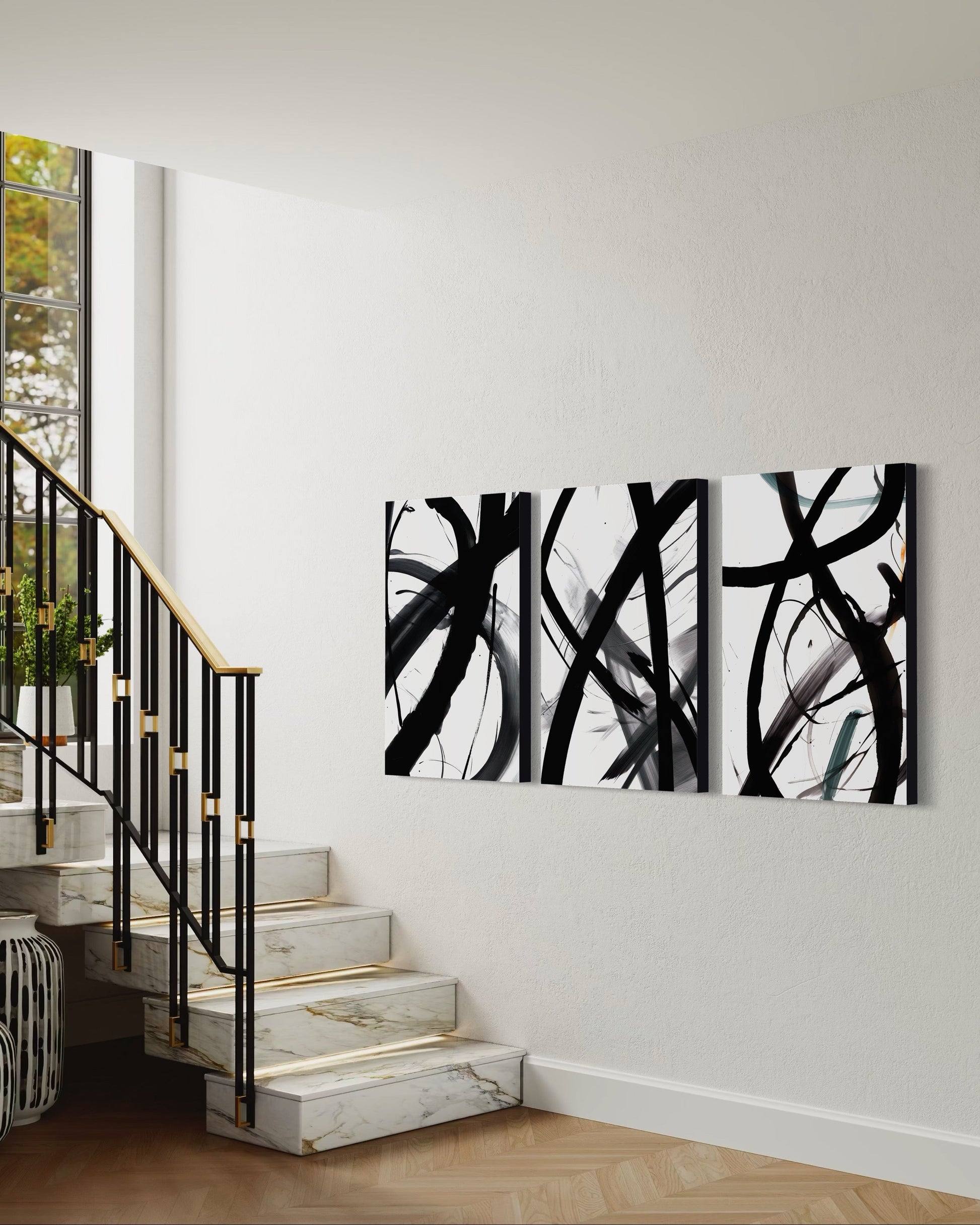 MIDNIGHT MOTION SET OF 3 WALL ART 