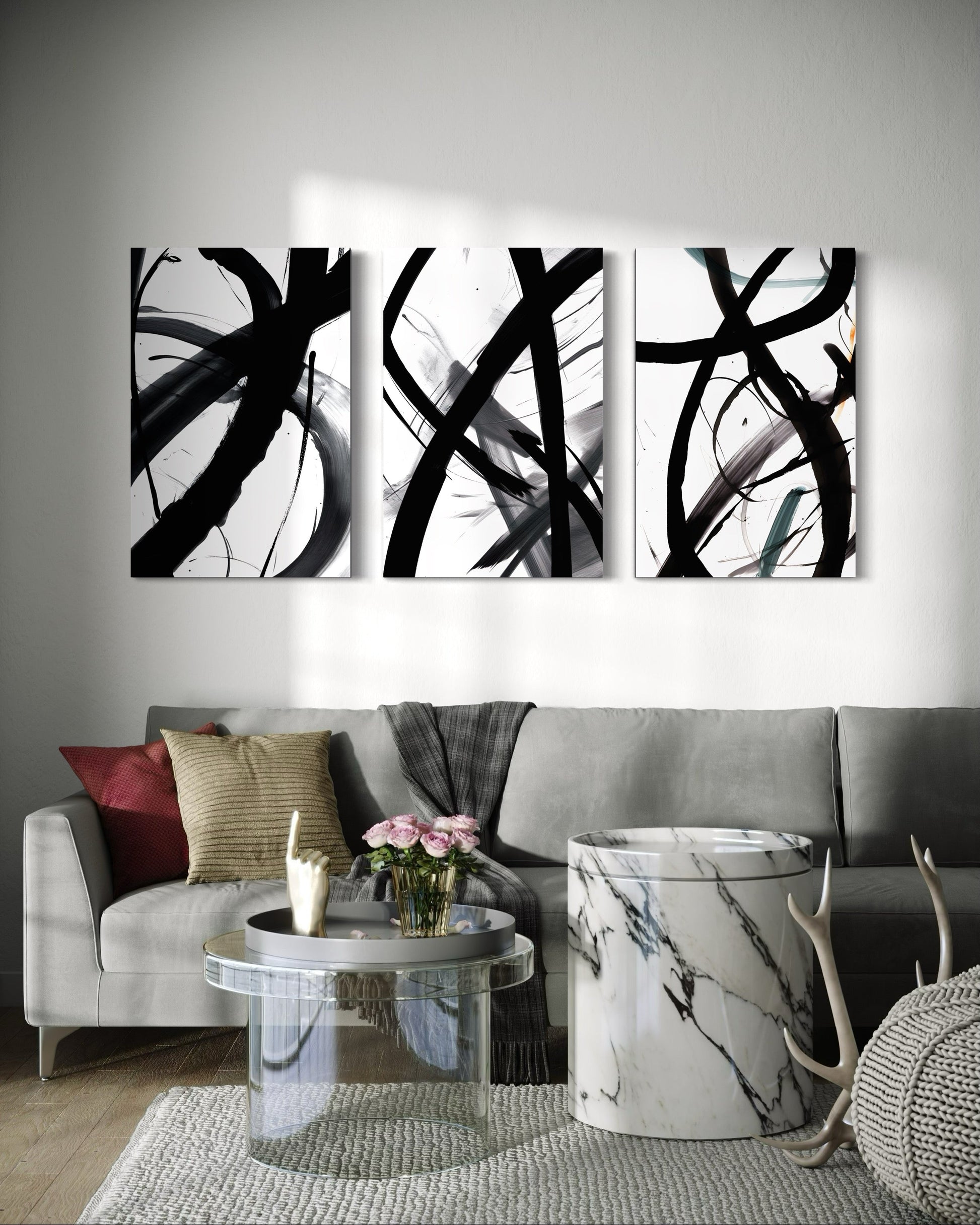 MIDNIGHT MOTION SET OF 3 WALL ART 