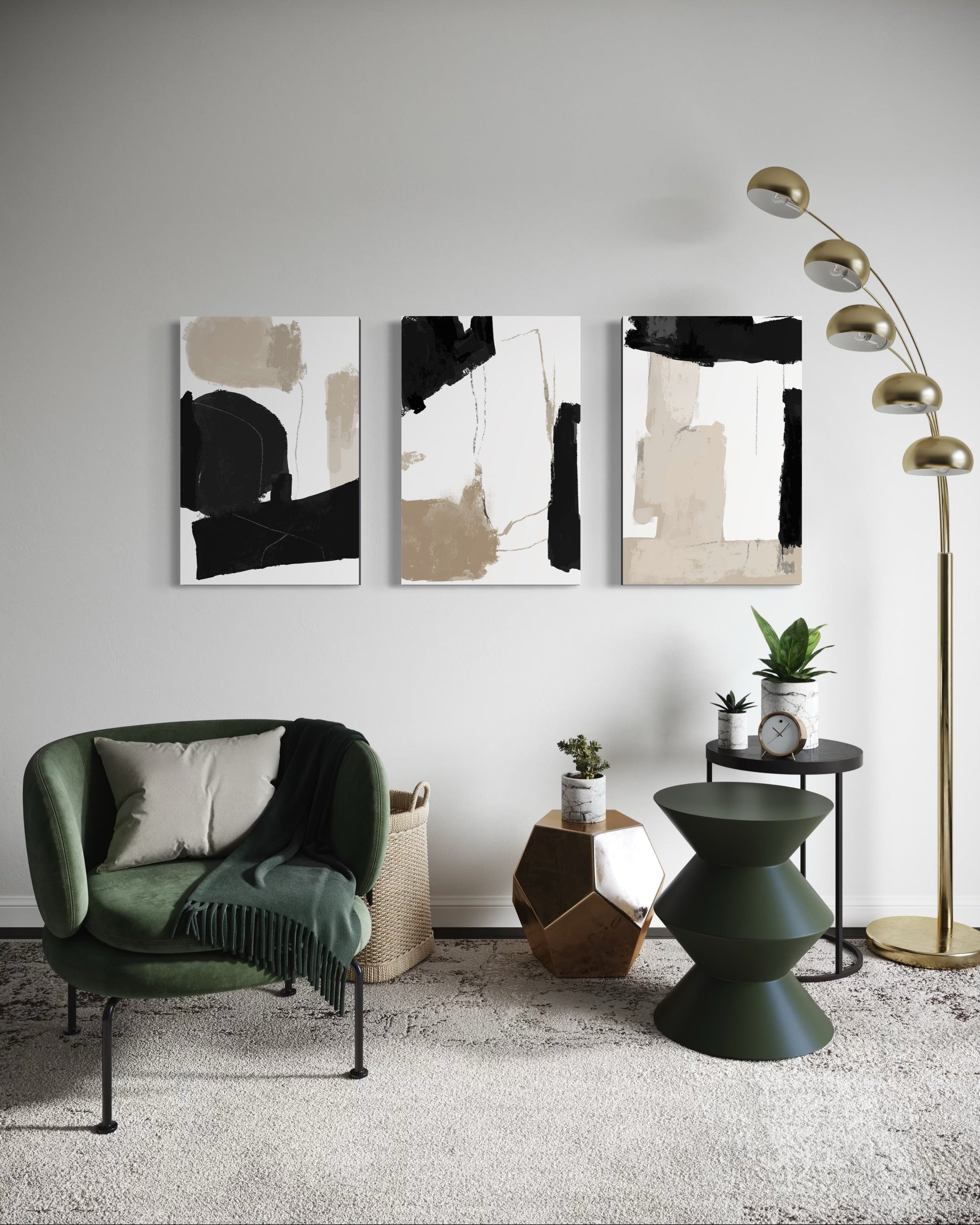 NOIR SAND SET OF 3 WALL ART 