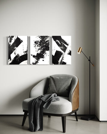 Noir Blanc Set of 3 Wall Art 