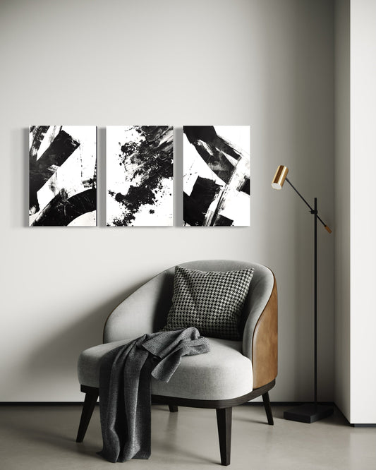 Noir Blanc Set of 3 Wall Art 