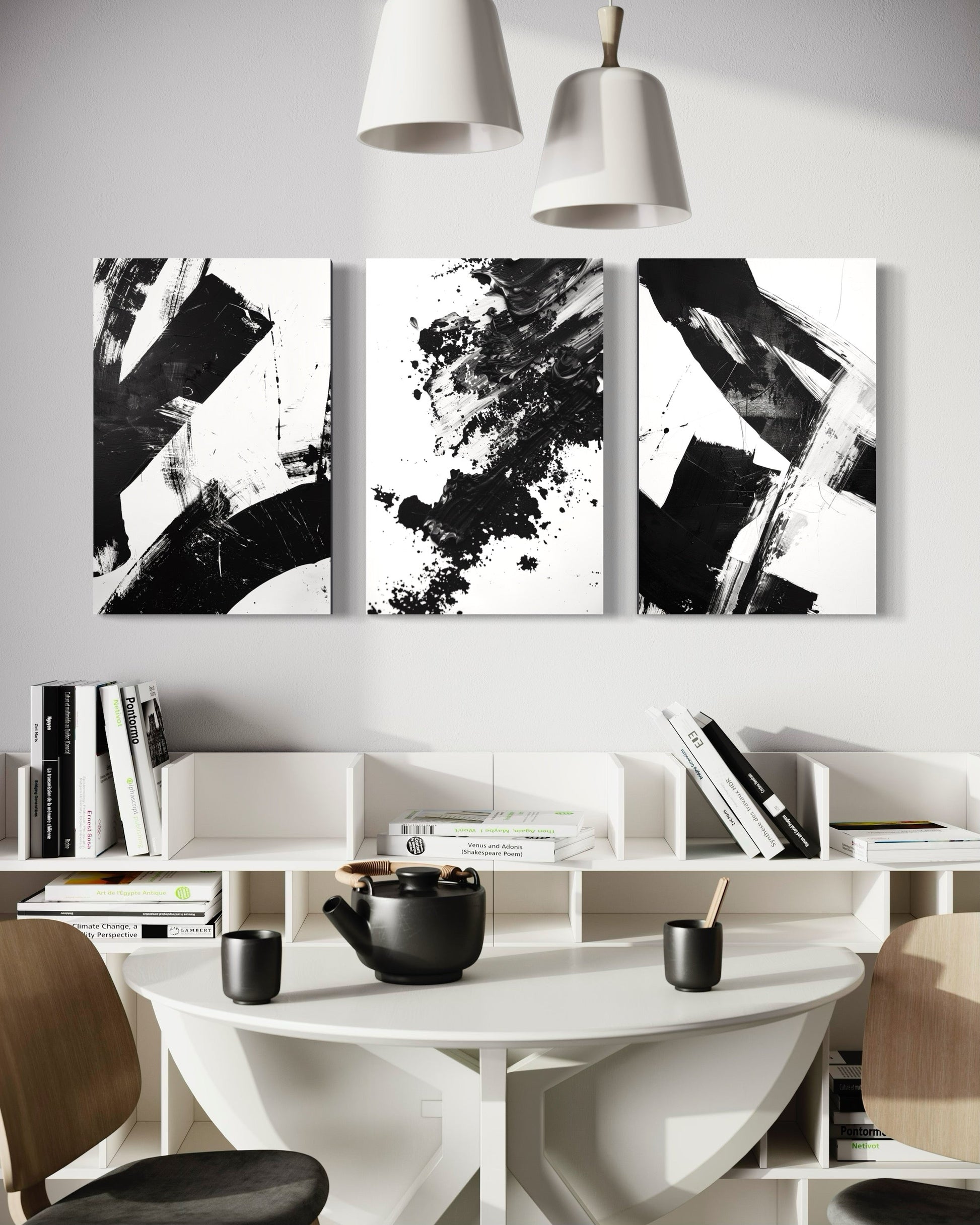 Noir Blanc Set of 3 Wall Art - Blanq Canvas